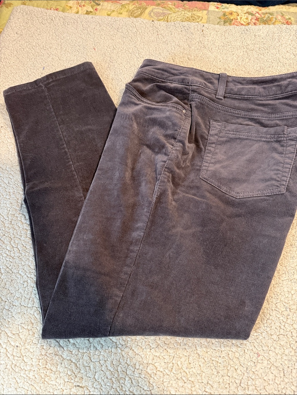 croft & barrow Women's Stretch Straight Leg Corduroy Pants in Charcoal
